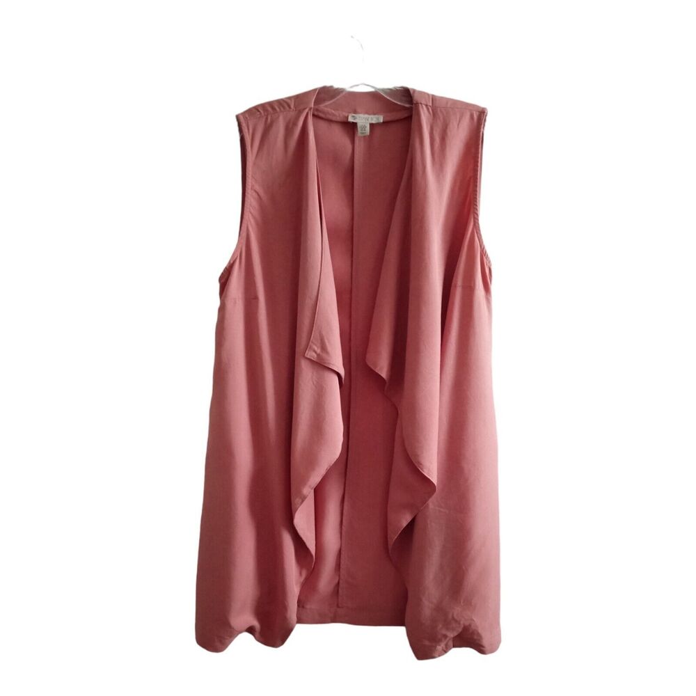 Elaine Rose Open Draped Cardigan Cover Womens Medium Pink Rose Long